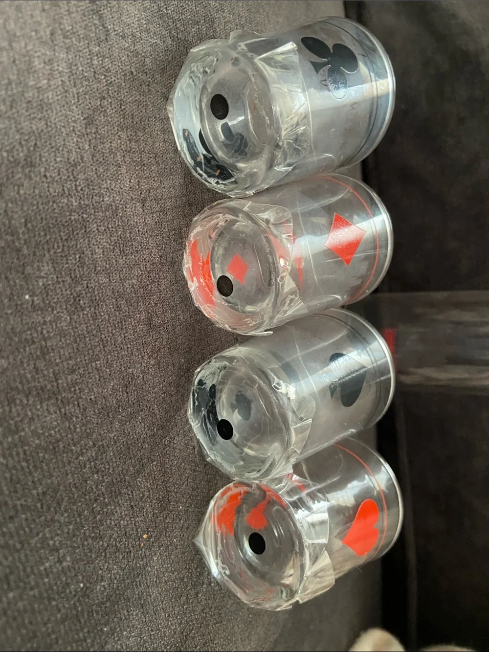 Playing Card Shot Glasses - Restoration Hardware Red and Black Set of 4 NWT